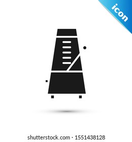 Black Classic Metronome with pendulum in motion icon isolated on white background. Equipment of music and beat mechanism.  Vector Illustration