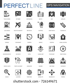 Black classic Navigation, direction, maps and traffic icons set for web.