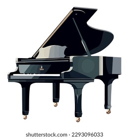 Black classic piano illustration over white