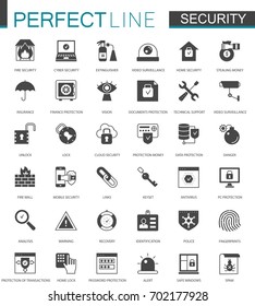 Black classic Security icons set. Protection technology icon.
