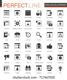 Black classic SEO and development icons set.