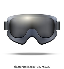 Black Classic snowboard goggles. Vector Illustration isolated on white background