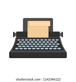 Black classic typewriter icon. Flat illustration of black classic typewriter vector icon for web isolated on white