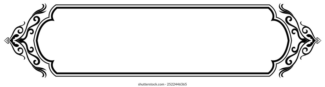 Black classic vintage frame on white background isolated.