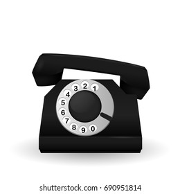 Black classic vintage phone. Vector illustration.