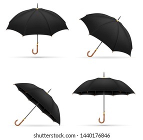 black classical umbrella from rain stock vector illustration isolated on background