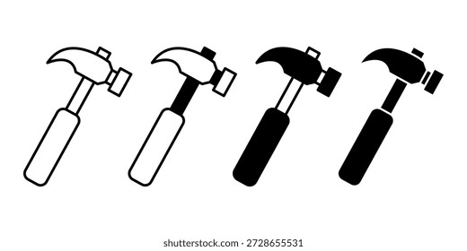 Schwarze Kralle Hammer Ikonenbündel darstellt wesentliche Tischler und Bauwerkzeuge für Reparatur-und Bauarbeiten.