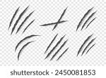 Black claw scratches - vector isolated. Claws scratches animal claw tracks cat or tiger bear or lion nails scratches. Horror, Halloween monster. Vector