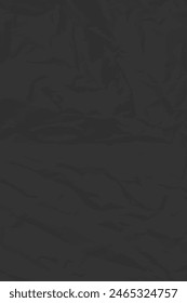 Fondo de papel arrugado limpio negro. Vertical arrugada Plantilla de papel vacía para carteles y Anuncios. Ilustración vectorial