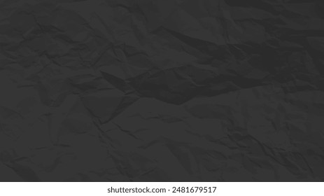 Fondo de papel arrugado limpio negro. Plantilla de papel Horizontal y arrugada para carteles y Anuncios. Ilustración vectorial