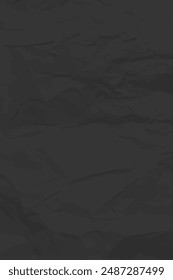 Fondo de papel arrugado limpio negro. Vertical arrugada Plantilla de papel vacía para carteles y Anuncios. Ilustración vectorial
