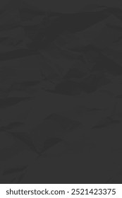 Fundo de papel preto limpo amassado. Modelo de papel vazio amassado verticalmente para cartazes e banners. Ilustração vetorial