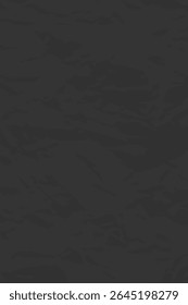 Black clean crumpled paper background. Vertical crumpled empty paper template for posters and banners. Vector illustration