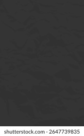 Black clean crumpled paper background. Vertical crumpled empty paper template for posters and banners. Vector illustration