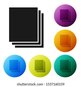 Black Clean paper icon isolated on white background. File icon. Checklist icon. Business concept. Set icons colorful circle buttons. Vector Illustration
