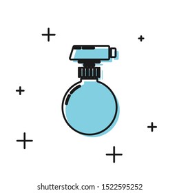 Black Cleaning spray bottle with detergent liquid icon isolated on white background.  Vector Illustration