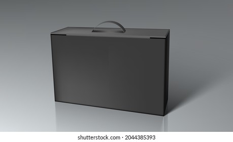 Black Clear Cardboard Box Case With Handle For Gift Or Other. EPS10 Vector