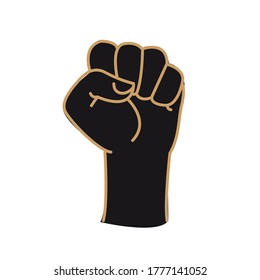 Black clenched fist. Black lives matter. Concept on the theme of racism. Stop racism. The image of protesting people, equality. Flat style