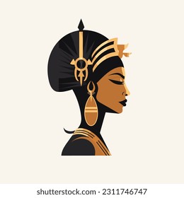 Black Cleopatra vector isolated on white