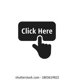 black click here button like register. concept of payment on web site or open link symbol or begin and start. flat trend modern simple admission logotype graphic design element isolated on white