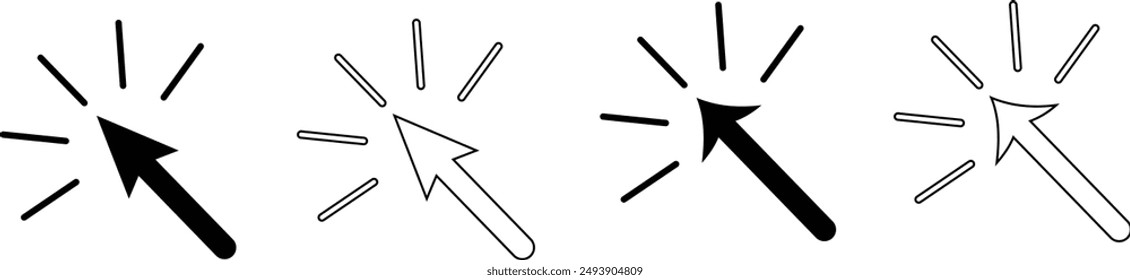  black Click icon set. pointer arrow icon. cursor icon vector eps 10