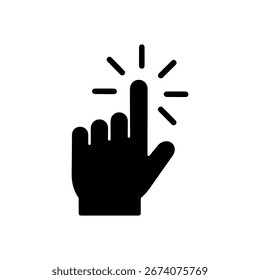 Ilustración plana de Vector de silueta de Hacer clic negro sobre fondo blanco.
