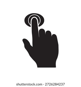 Ilustración plana de Vector de silueta de icono de Hacer clic negro
