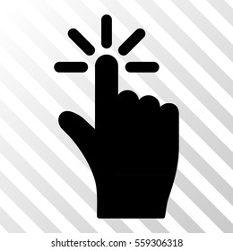 Black Click interface toolbar icon. Vector pictogram style is a flat symbol on diagonal hatch transparent background.