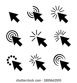 Black Clicks cursor vector icon set