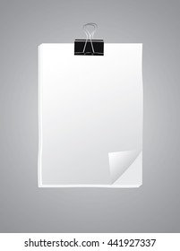Black clip and White blank note paper, Vector, Illustrator