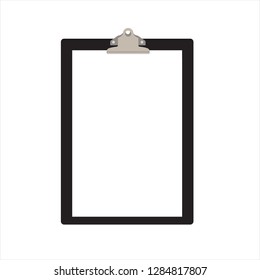 Black clipboard with blank paper isolated on a white background. Vector