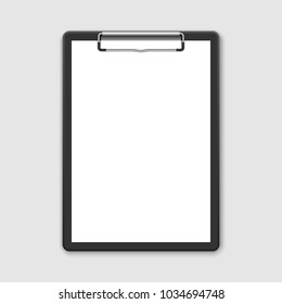 Black clipboard with blank white sheet