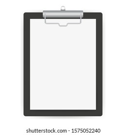 Black clipboard with blank white sheet