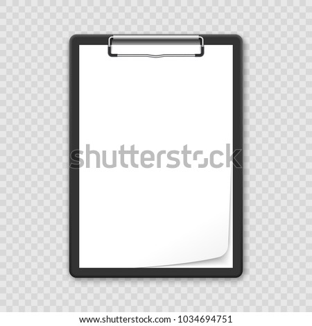 Black clipboard with blank white sheet