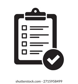 Schwarze Zwischenablage mit Checkliste und Checkmark-Symbol einfache Dokumentenverwaltung