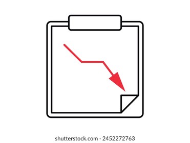 Black clipboard icon with red crisis arrow.