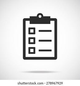 Black clipboard icon. Vector icon isolated on creative radial gradient background.