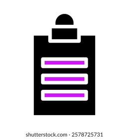 Black Clipboard with Pink Lines Graphic Element