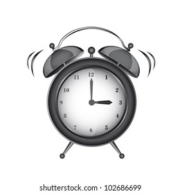 black clock alarm isolated over white background. vector