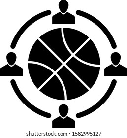Black Clock with basketball ball inside icon isolated on white background. Basketball time. Sport and training.  Vector Illustration