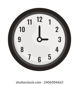 Black clock in flat style. Vector office clock. Business. Minimalism. Isolated