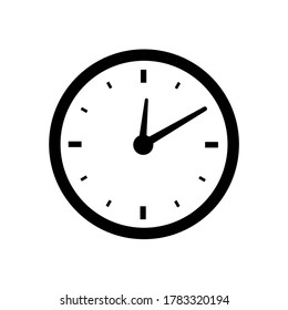 Black clock icon flat design for apps and websites. Isolated on white background. Vector illustration.