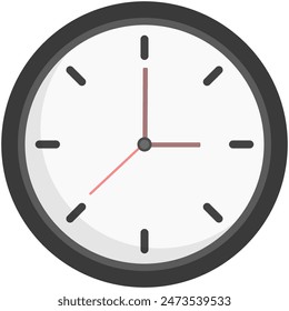 Icono de reloj negro en estilo plano aislado sobre fondo blanco.