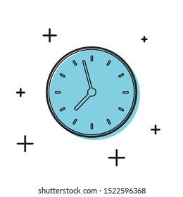 Black Clock icon isolated on white background. Time symbol.  Vector Illustration