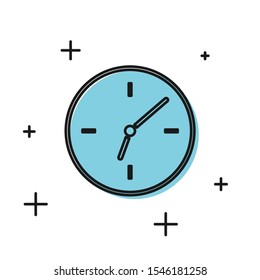 Black Clock icon isolated on white background. Time symbol.  Vector Illustration