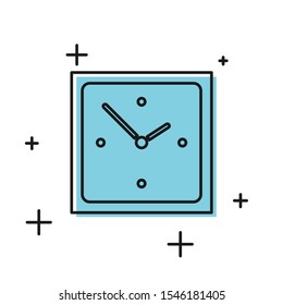 Black Clock icon isolated on white background. Time symbol.  Vector Illustration