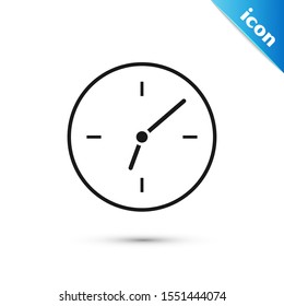 Black Clock icon isolated on white background. Time symbol.  Vector Illustration
