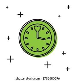 Icono de reloj negro aislado en fondo blanco. Símbolo de tiempo.  Vector