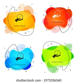 Black Clock icon isolated on white background. Time symbol. Abstract banner with liquid shapes. Vector