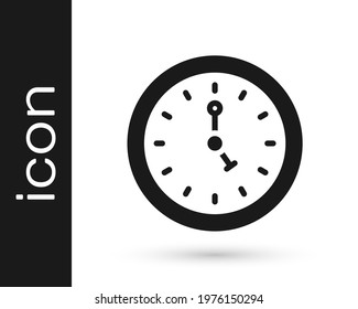 Black Clock icon isolated on white background. Time symbol.  Vector